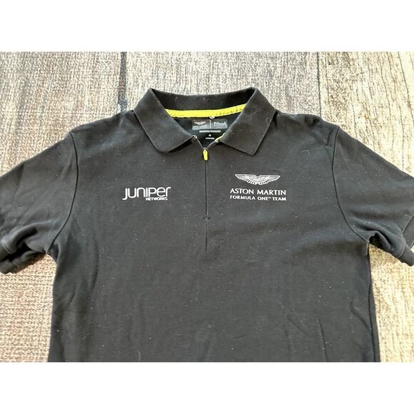 Pelmark Formula One F1 Aston Martin Racing Men's Polo Shirt Black Juniper - Picture 2 of 8